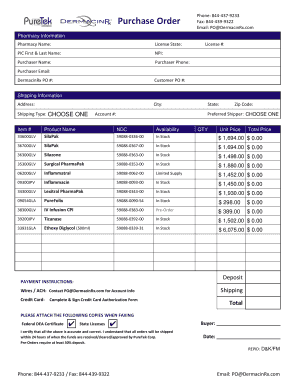 Medicine Purchase Order Format