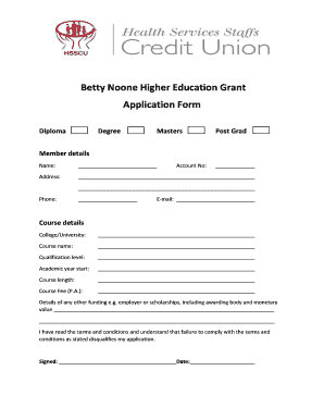 Betty Noone Bursary Application Form