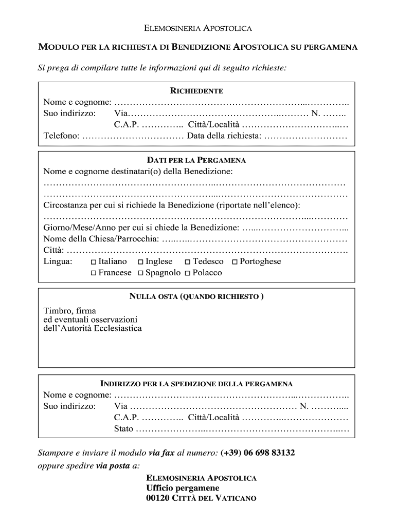 Modulo Richiesta Pergamena PDF  Form