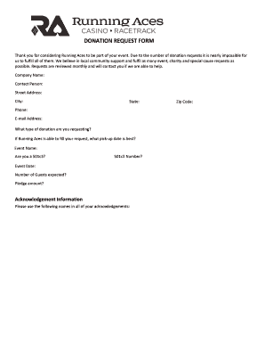 Donation Form Running Aces Casino Amp Racetrack