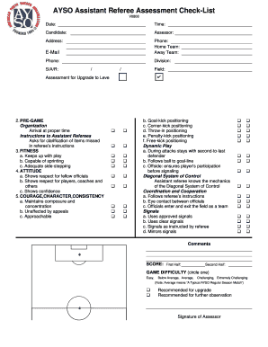Assistant Referee Assessment Checklist 08 08doc Ayso1c  Form