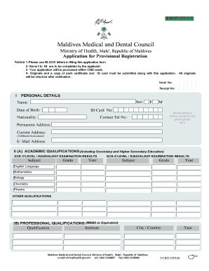 Maldives Medical Council  Form