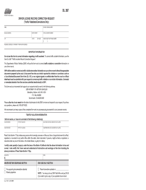 Driver License Record Correction Request  Form