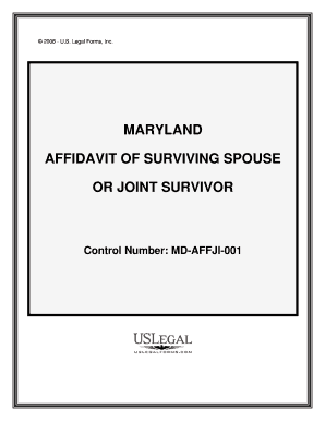 Affidavit of Survivorship Maryland  Form
