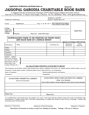 Jaigobal Carodia Book Bank  Form