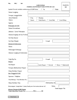 No WL 20 KJRI DUBAI FORMULIR PENDAFTARAN WNI DI UAE 3x4 Indonesianconsulate