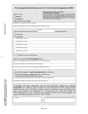 Wohnungsgeberbest Tigung Example  Form