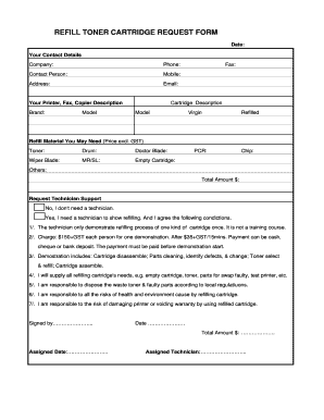 Request for Toner Replacement  Form