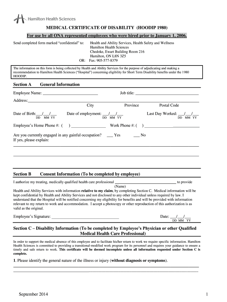 Hhsc Medical Certificate of Disability Ona Local70  Form