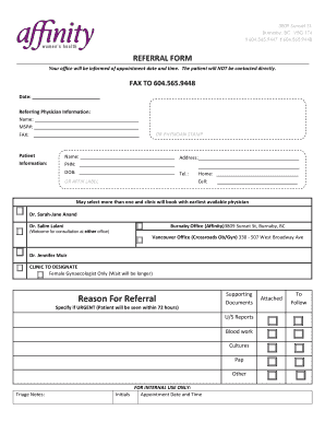 REFERRAL FORM Affinity Womens Health