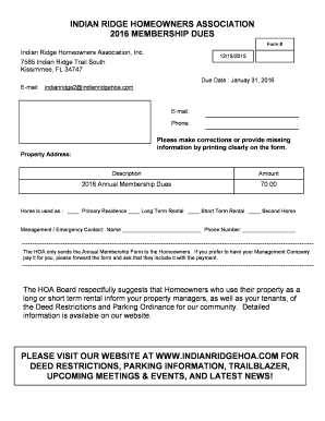 Indian Ridge Hoa  Form