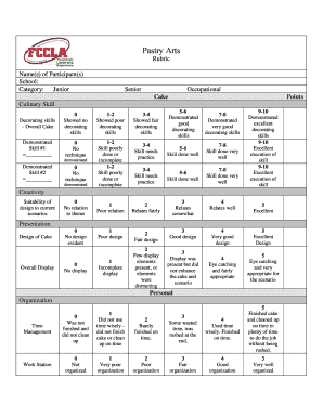 Cake Decorating Rubric Form