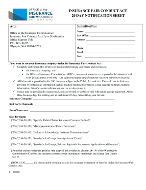 20 Day IFCA Notification Sheet PDF, 206 KB Washington State Insurance Wa  Form