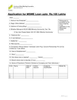 IBA Approved Loan Application Form for MSME