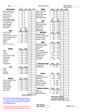 Catering Order Form Template