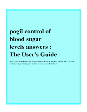 Control of Blood Sugar Levels Pogil  Form