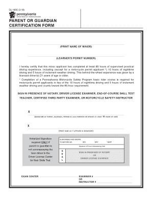 Parent Guardian Certification  Form