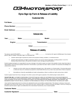 Dyno Sign Up Form Release of Liability