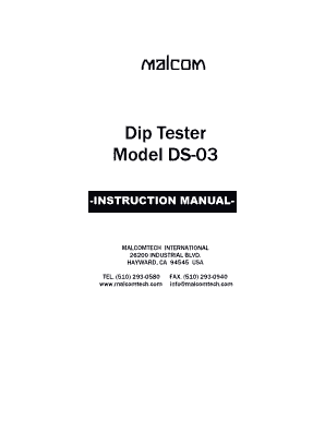 Dip Tester Model DS 03 BMalcomtechb  Form