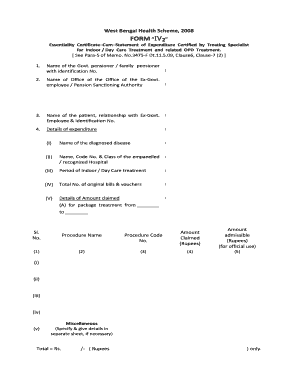 West Bengal Health Scheme  Form