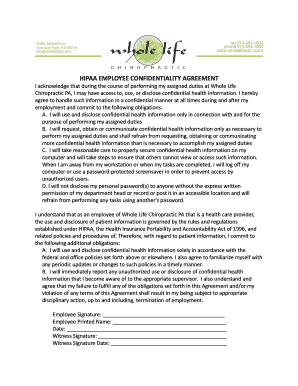 HIPAA Employee Confidentiality Agreement  Form