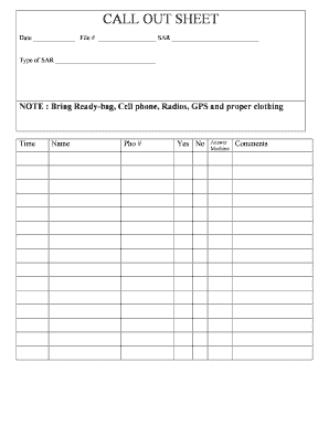 Employee Call off Log  Form