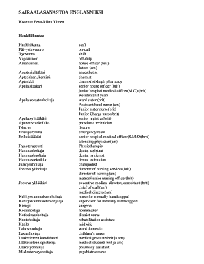 Sairaalasanastoa Englanniksi  Form