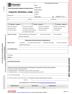 CQ077 Podiatry Referral BForm V1b2 Queensland Health Health Qld Gov