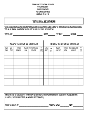 Nyc Doe Test Security Form