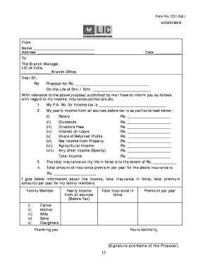 Lic Form 3251 Annexure a