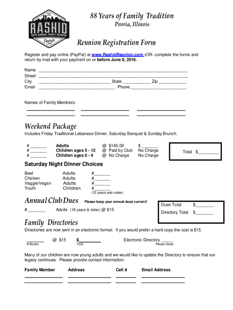 Get and Sign Family Reunion Registration Packet  Form