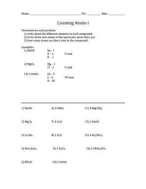 Counting Atoms Practice Answer Key  Form