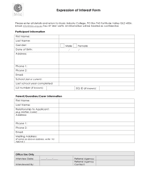 Music Industry College  Form