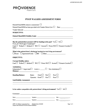 PTOT WALKER ASSESSMENT FORM Healthcareinnovations