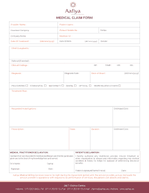 Aafiya Reimbursement Form