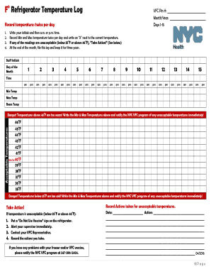 Refrigerator Temperature Log Nyc  Form