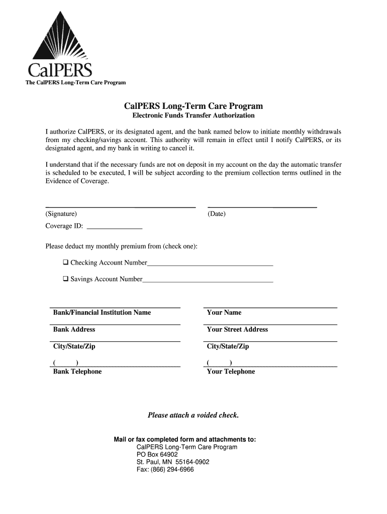 Calpers Long Term Care Website  Form