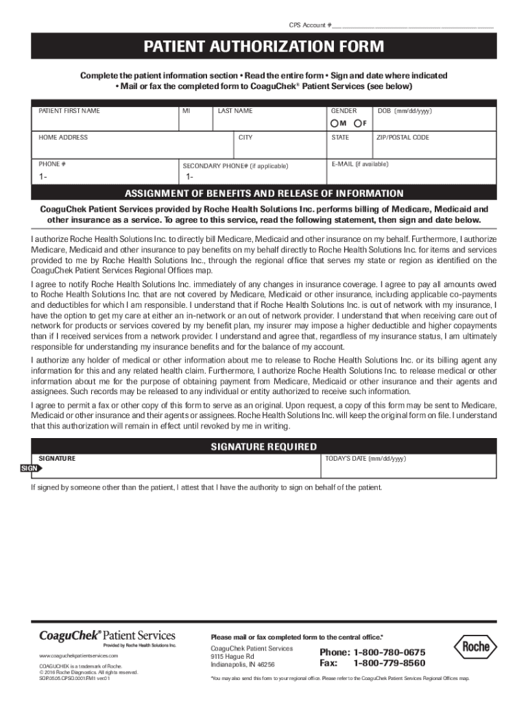 Coaguchek Patient Services  Form