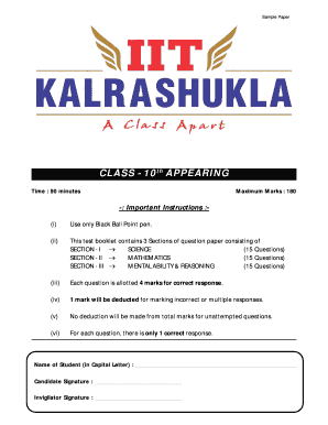 Kalrashukla Scholarship Test  Form