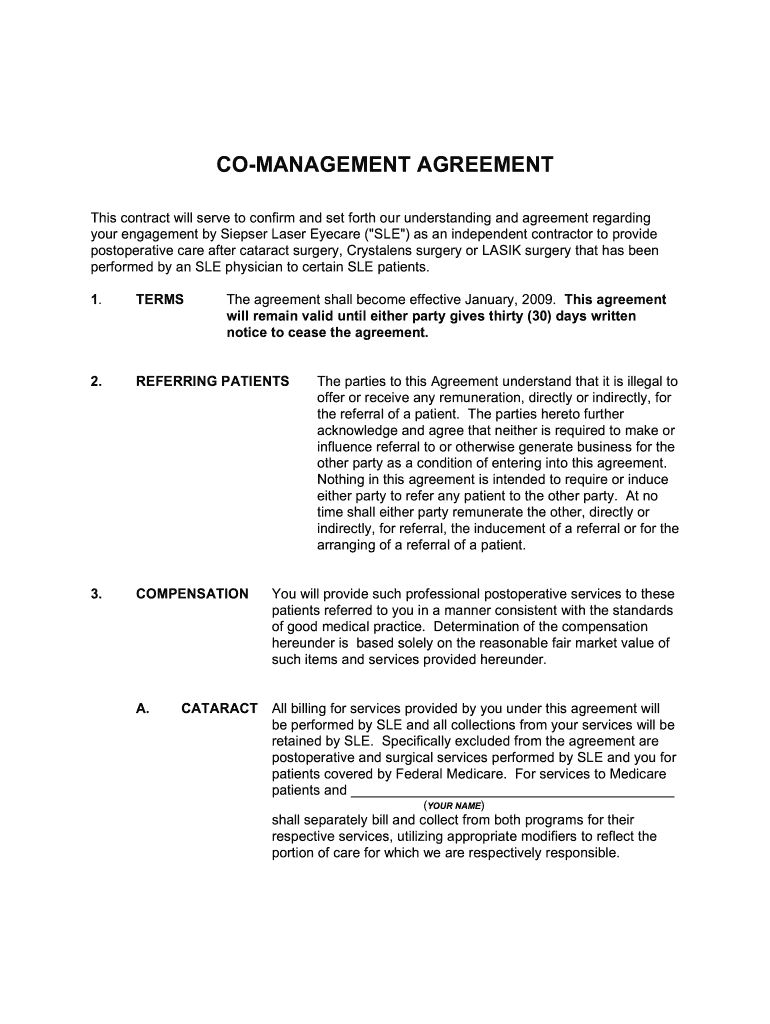  Comanagement Contract Siepser Laser Eyecare 2009-2024