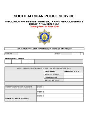 South African Police Service Application Form