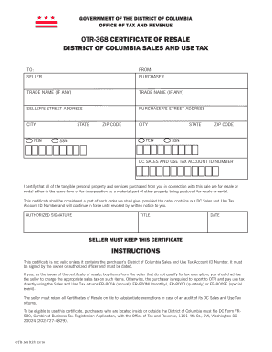  Dc Resale Certificate 2016-2024