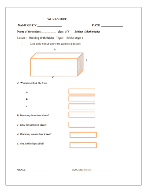 Building with Bricks Class 4 Worksheets  Form