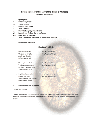 Our Lady of Manaoag Prayer Booklet  Form