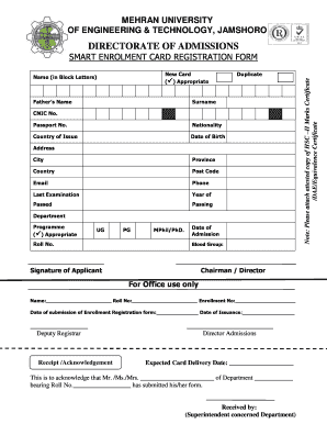 Enrollment Card  Form