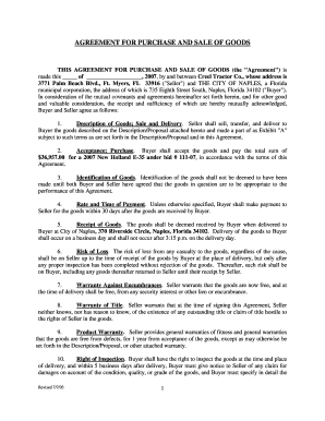 AGREEMENT for PURCHASE and SALE of GOODS THIS AGREEMENT for PURCHASE and SALE of GOODS the &amp;quot  Form