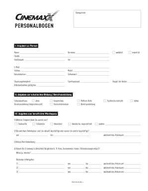 Personalbogen  Form