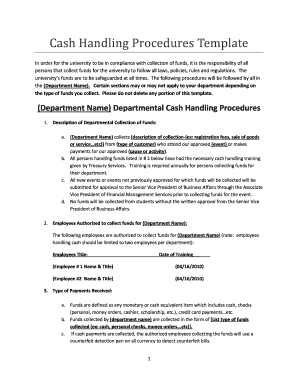 Cash Handling Procedures Template Pvamu  Form