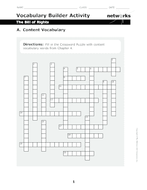 Bill of Rights Crossword Puzzle Answer Key PDF  Form