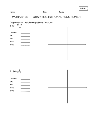 Graphing Rational Functions Worksheet PDF  Form